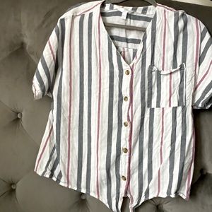 Striped Summer button up shirt
